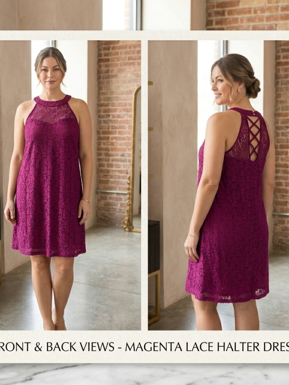 Candie's Burgundy Lace Halter Dress